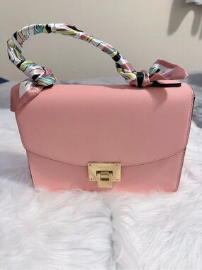 ALDO Pink Structured Top-Handle Satchel with Patterned Handle Wrap